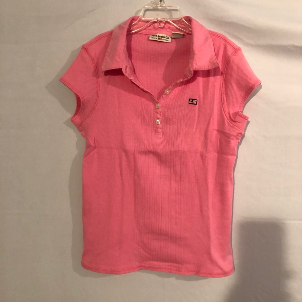 Pink ribbed polo